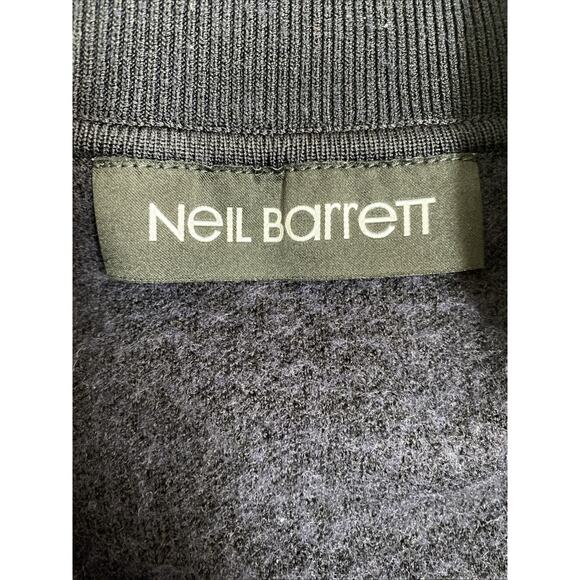 NEIL BARRETT Knit Bomber Jacket Navy Zip Front Pockets Slim Fit Long Sleeve XL - Picture 10 of 11